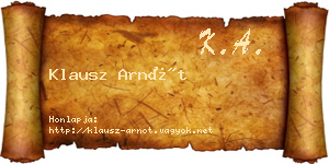Klausz Arnót névjegykártya